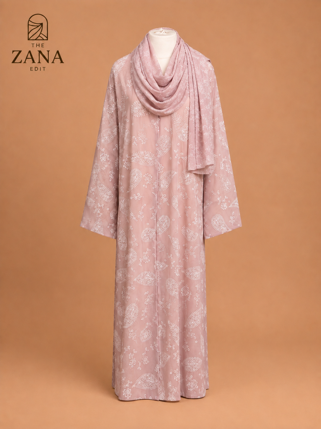 Blush Paisley Embroidered Abaya