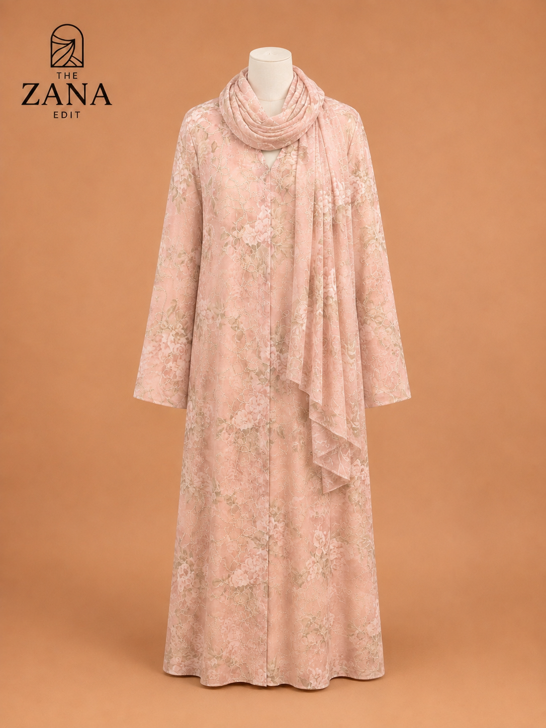 Blush Floral Embroidered Abaya