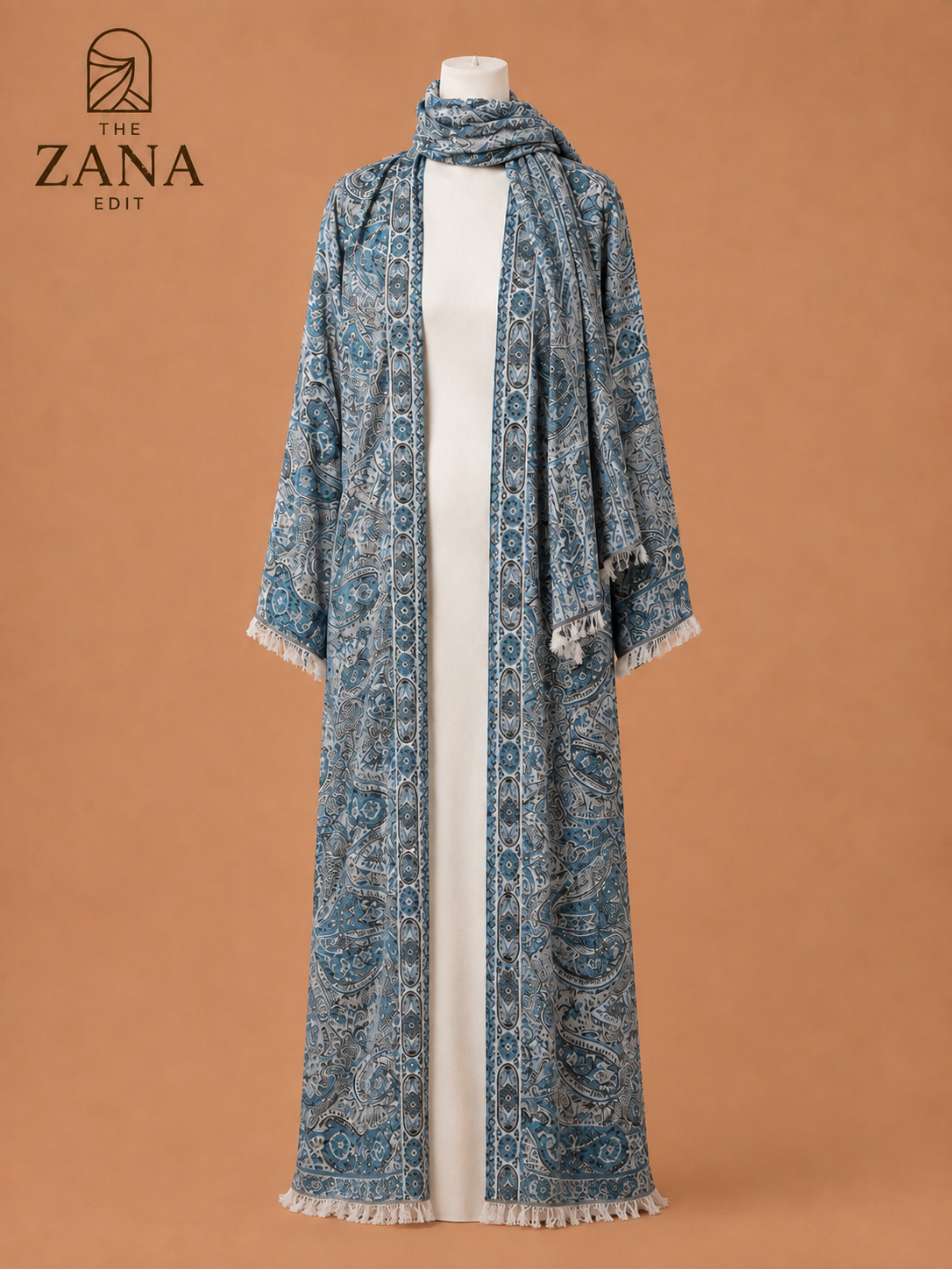 Blue Pashmina Gemstone Abaya