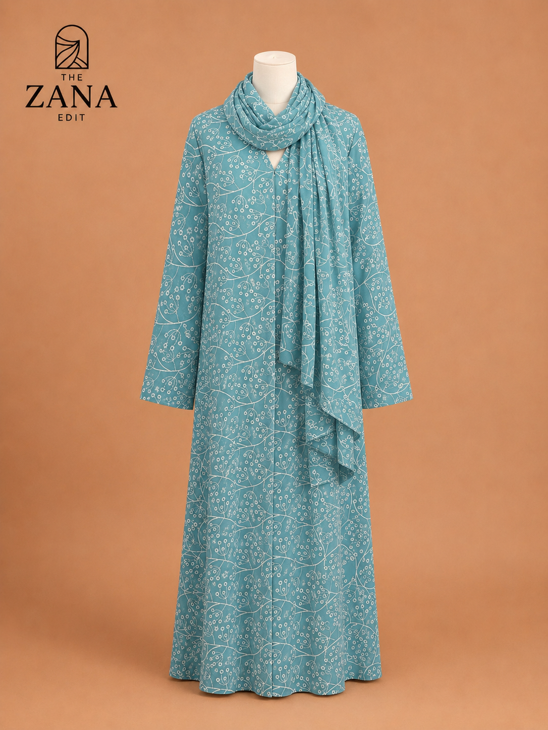 Teal Embroidered Abaya
