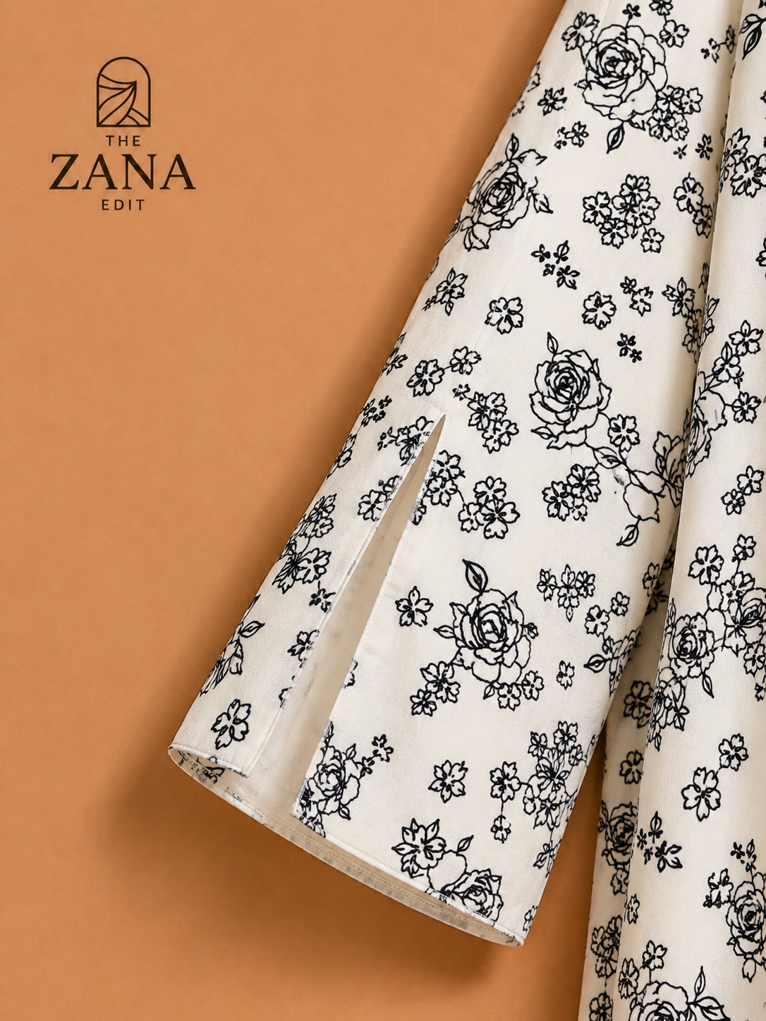 Ivory Rose Print Abaya