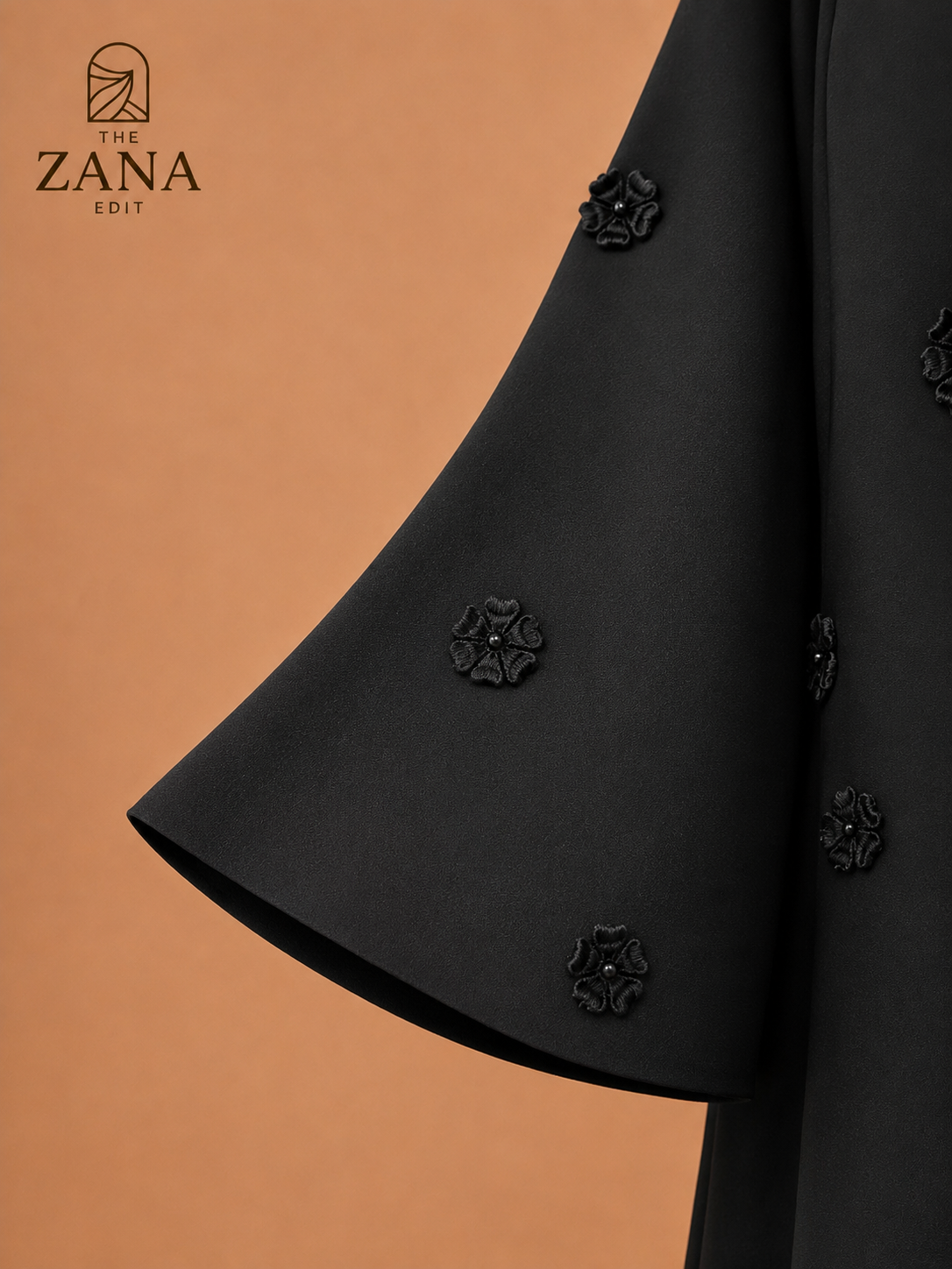 Black Floral Embellished Abaya