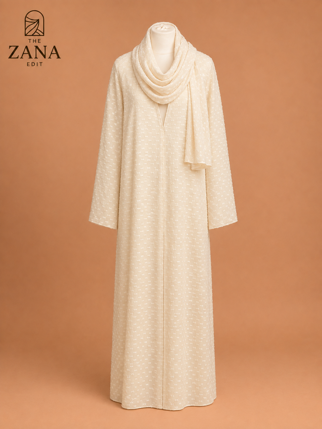 Ivory Textured Abaya