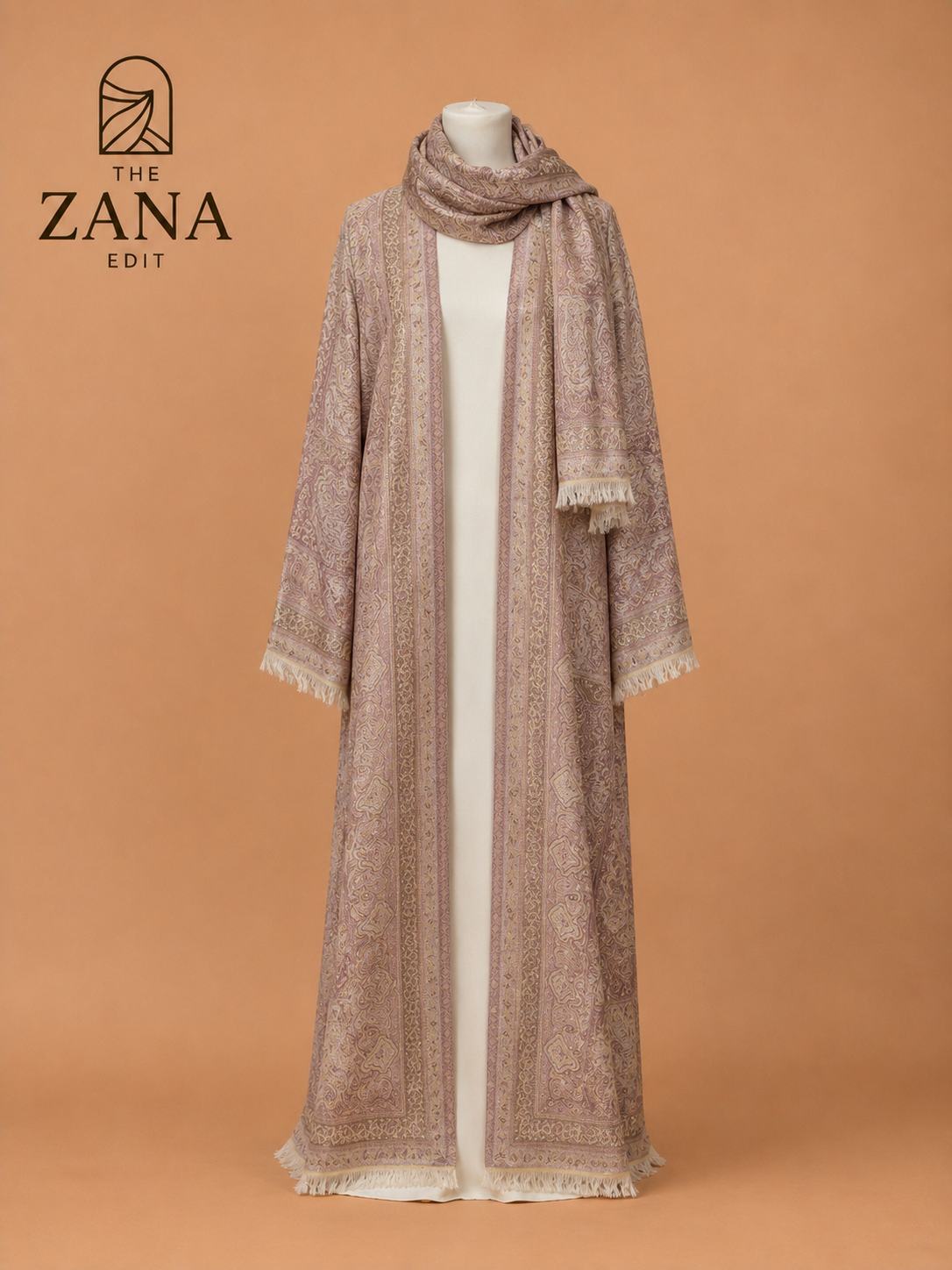 Blushed Rose Pashmina Gemstone Abaya