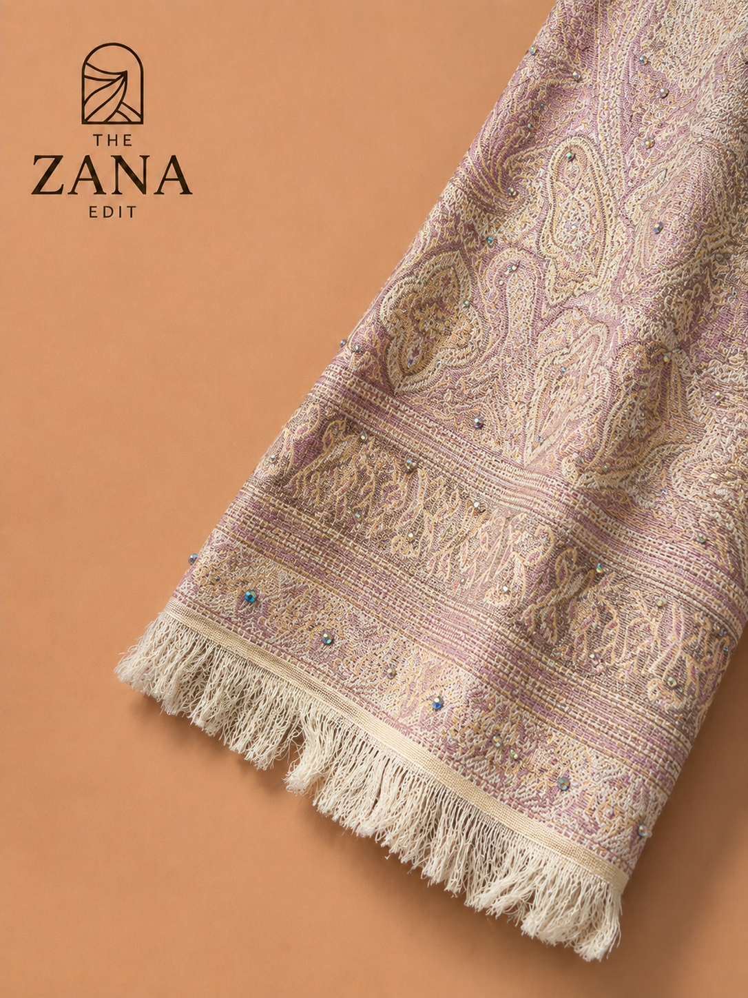 Blushed Rose Pashmina Gemstone Abaya