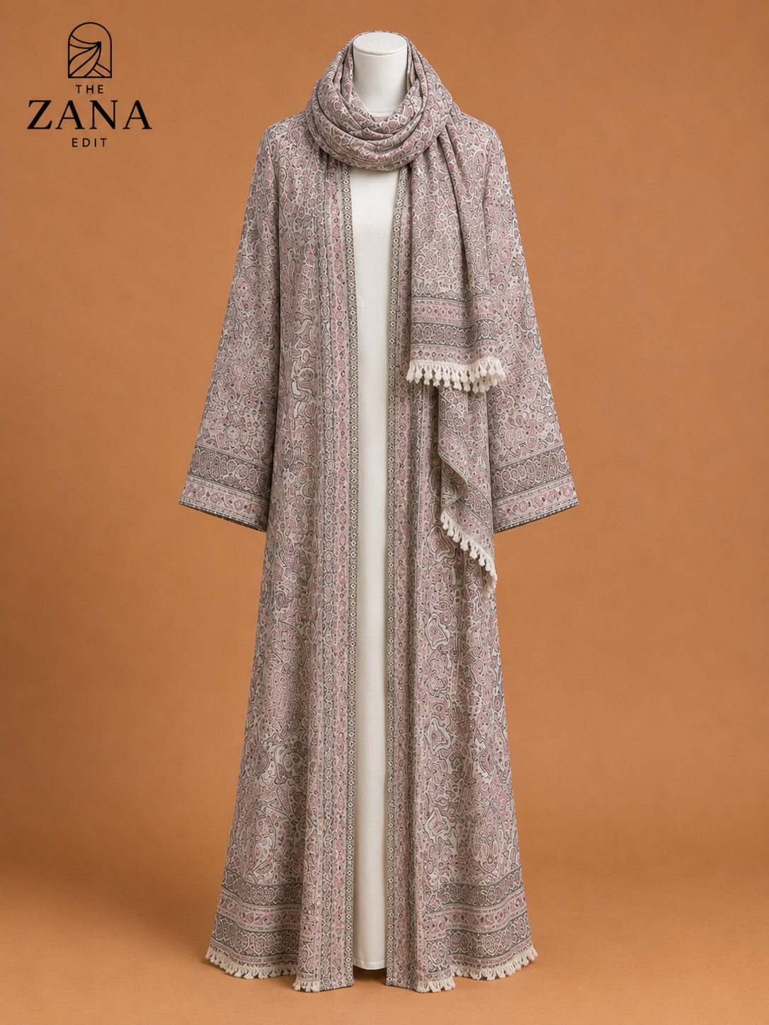 Blush Pashmina Gemstone Abaya