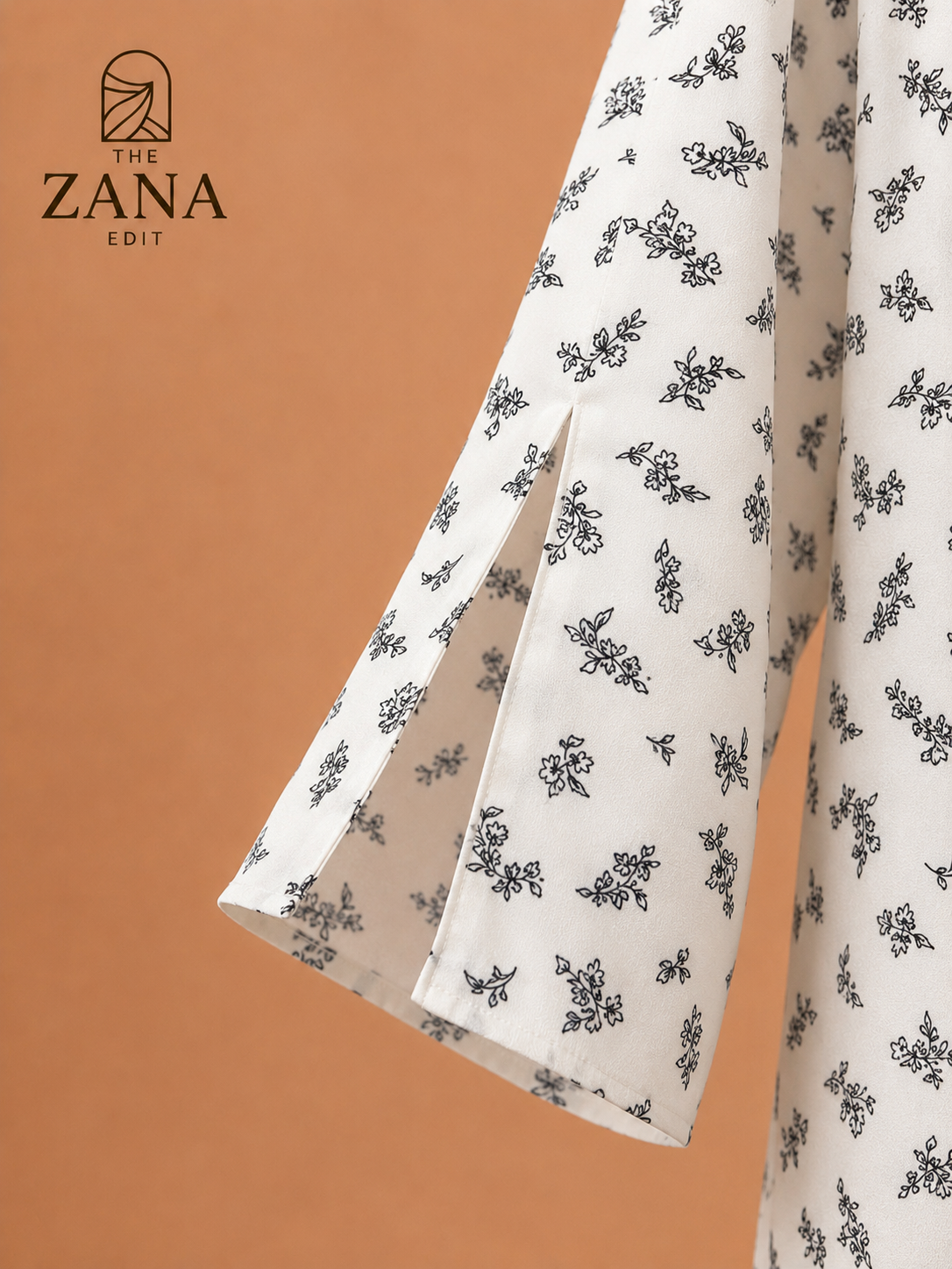 Ivory Floral Print Abaya