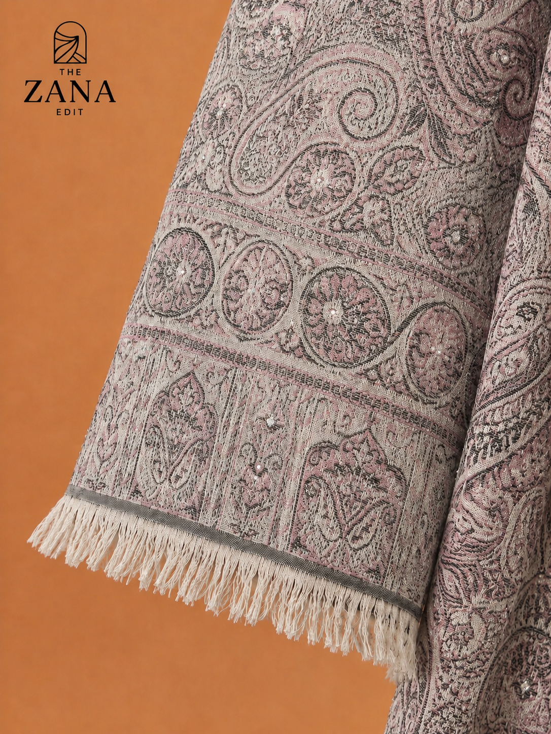 Blush Pashmina Gemstone Abaya