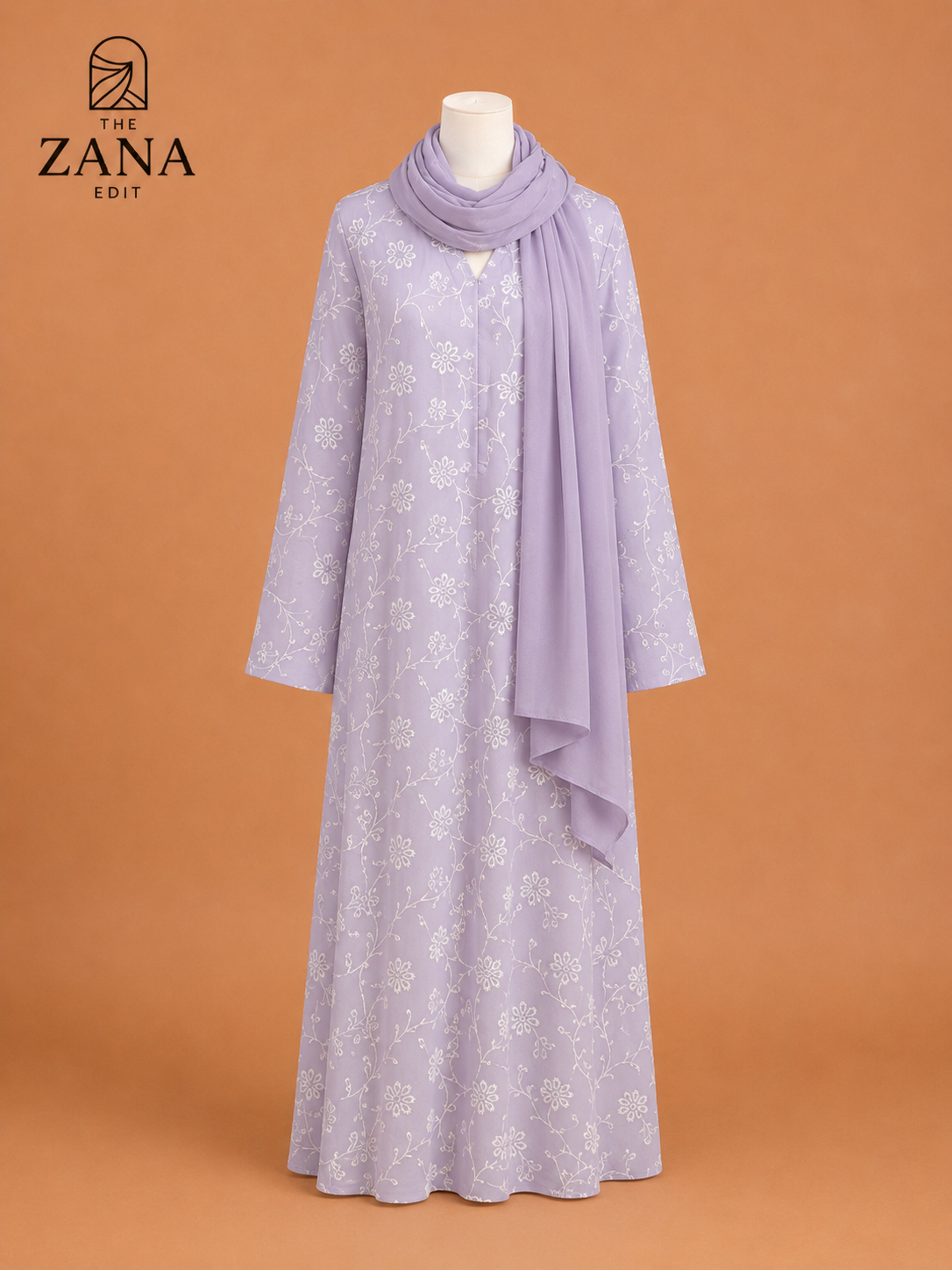 Lilac Embroidered Abaya