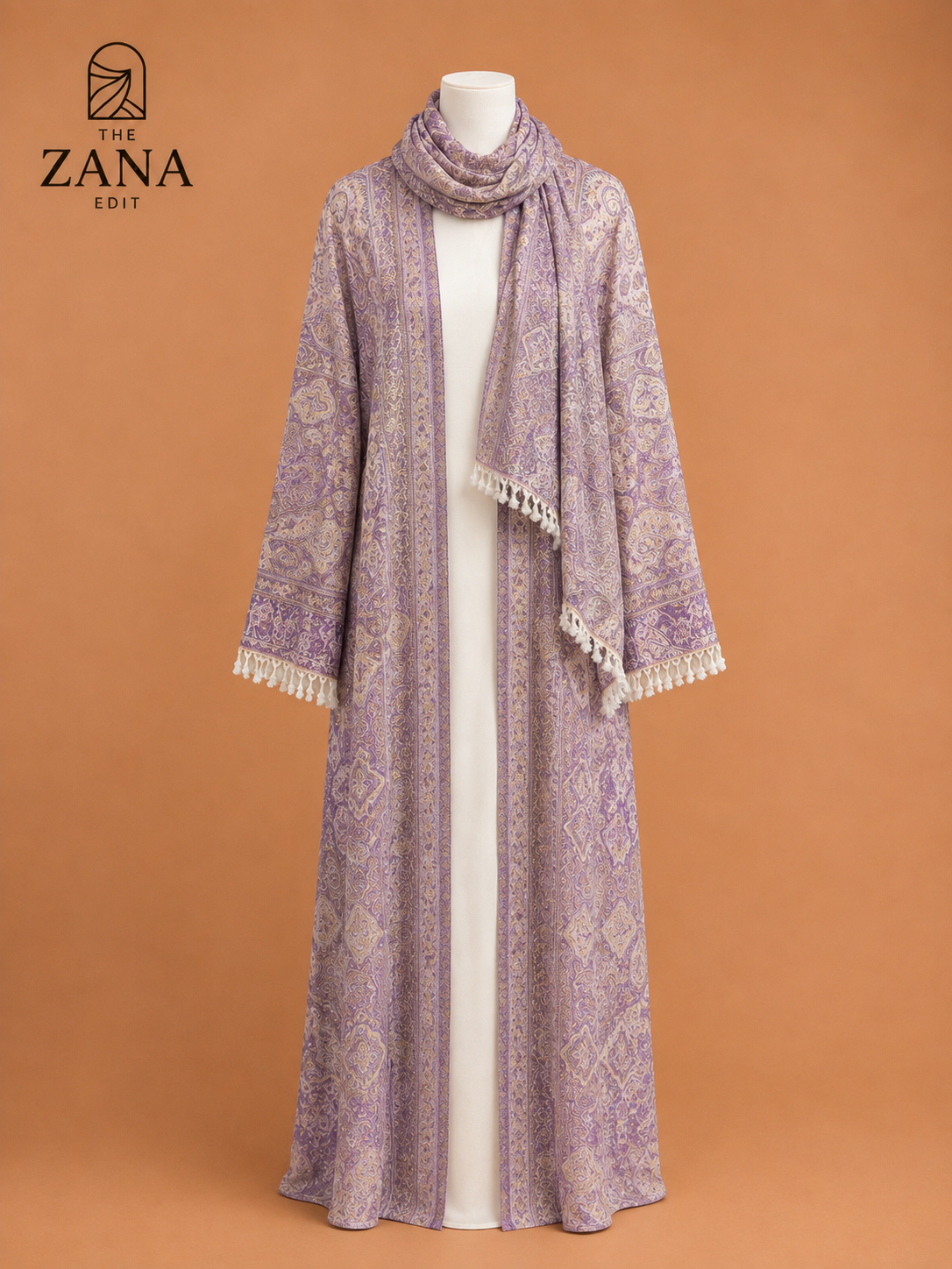 Lilac Pashmina Gemstone Abaya