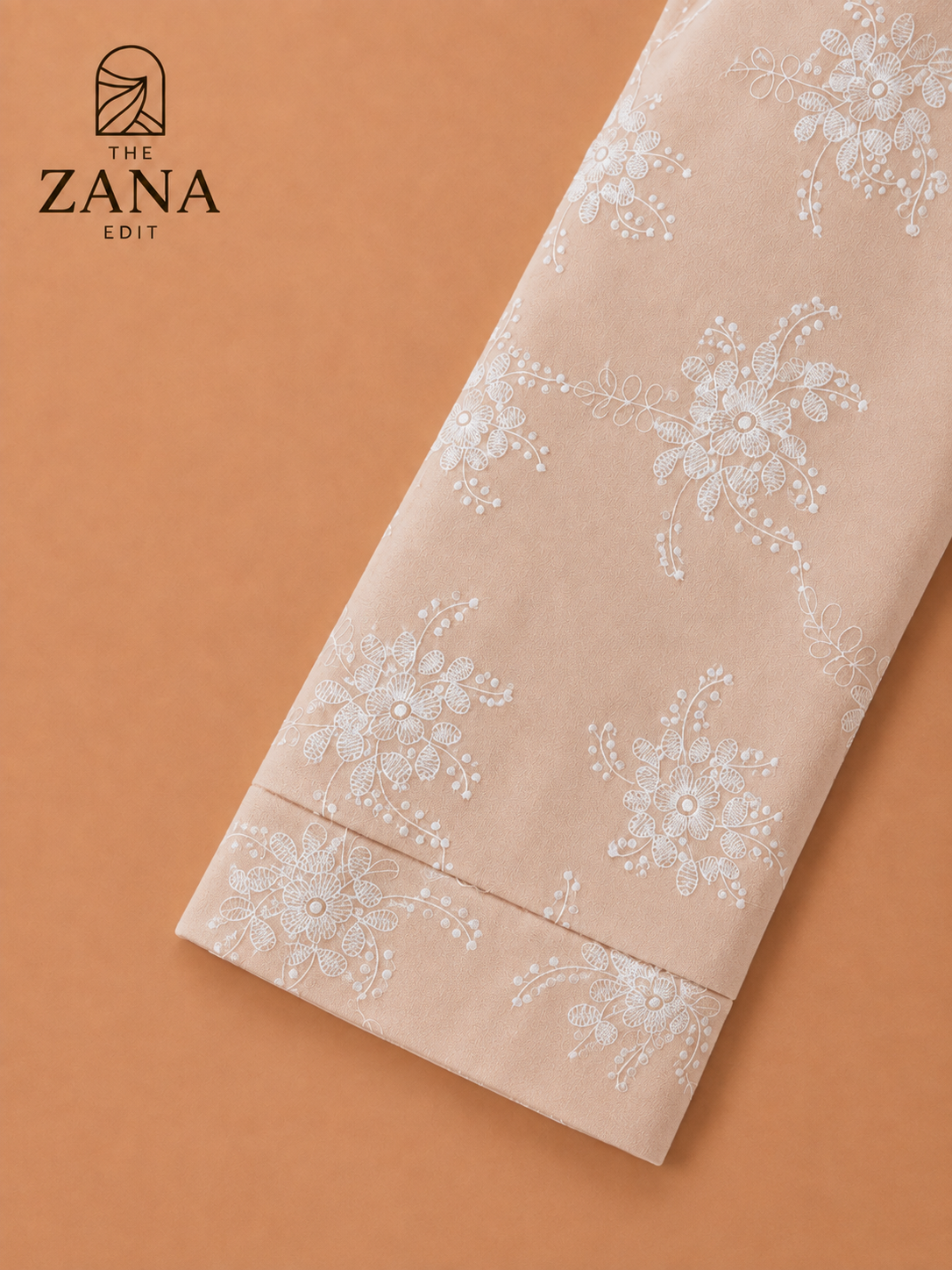 Soft Peach Floral Embroidered Abaya